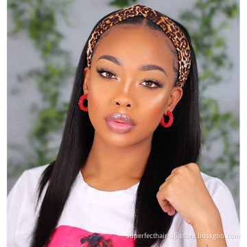 Dropship Unprocessed Brazilian Hair Cuticle Aligned Headband Wig Straight Virgin Human Natural Hair Wigs